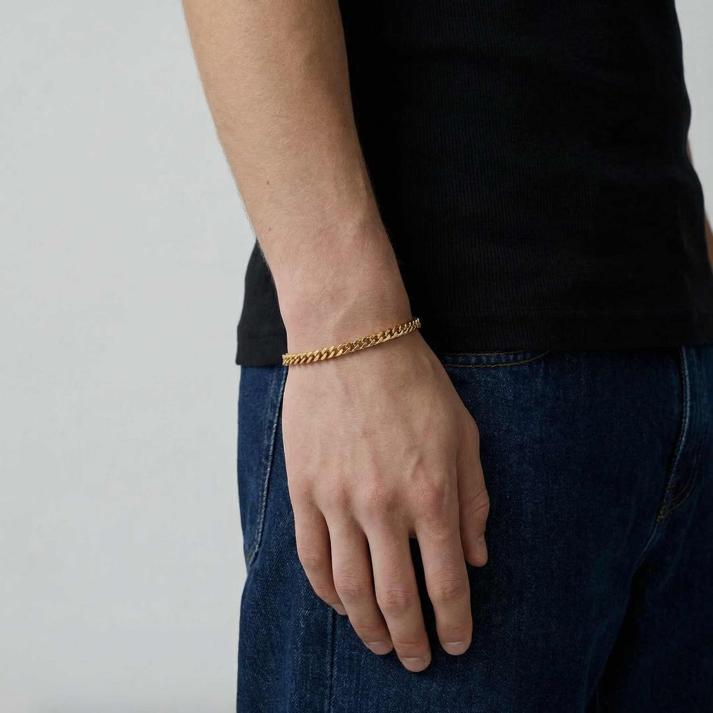 Bold gold bracelet worn on wrist - 19k gold bold bracelet men women | Wild Youth