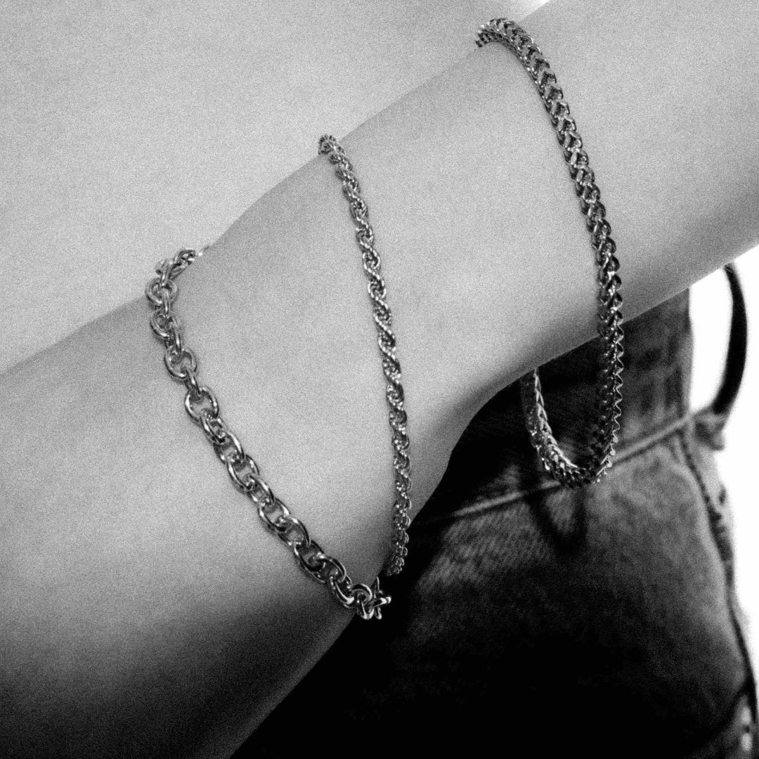 Classic 925 silver bracelet side view - stacked bracelets men women Portugal | Wild Youth