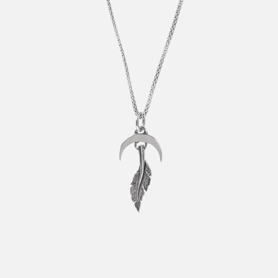 Feather silver necklace - 925 sterling silver feather pendant handcrafted Portugal | Wild Youth