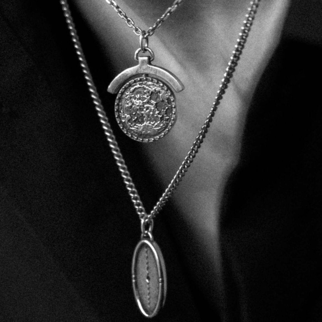 Guardian silver shield pendant detail - handcrafted 925 sterling silver chain | Wild Youth