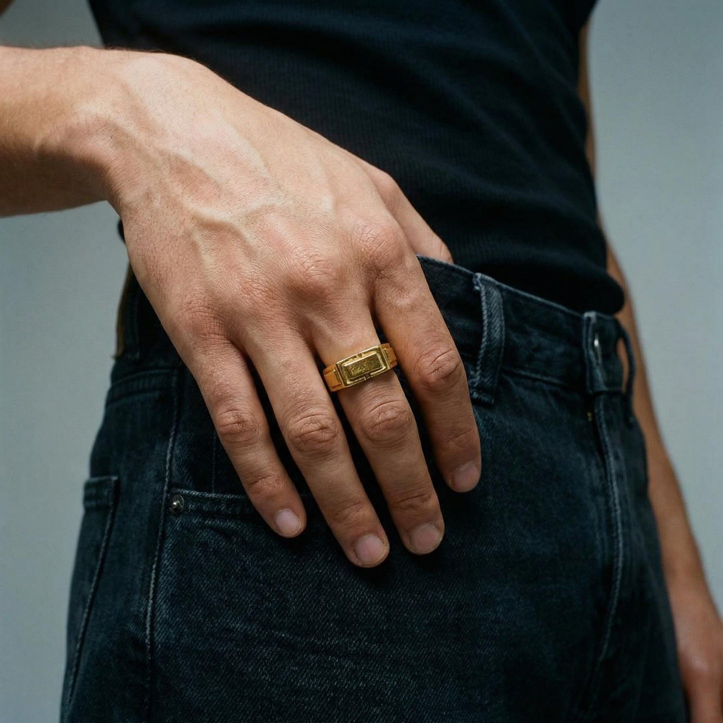 HEXAGON RING - Gold - WILD YOUTH - 925 Sterling Silver