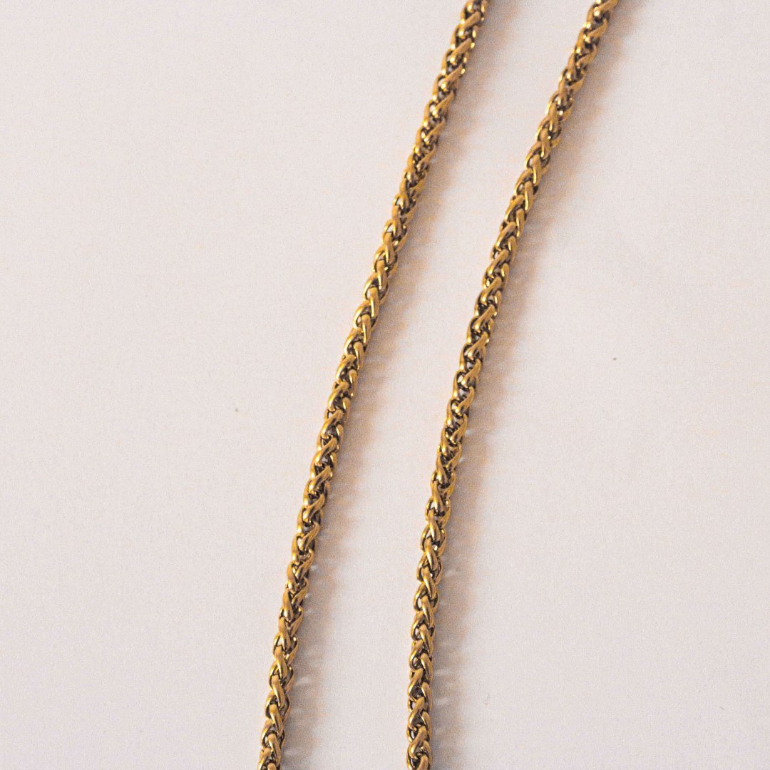 Purpose gold necklace worn close-up - 19k gold layering necklace men women | Wild Youth