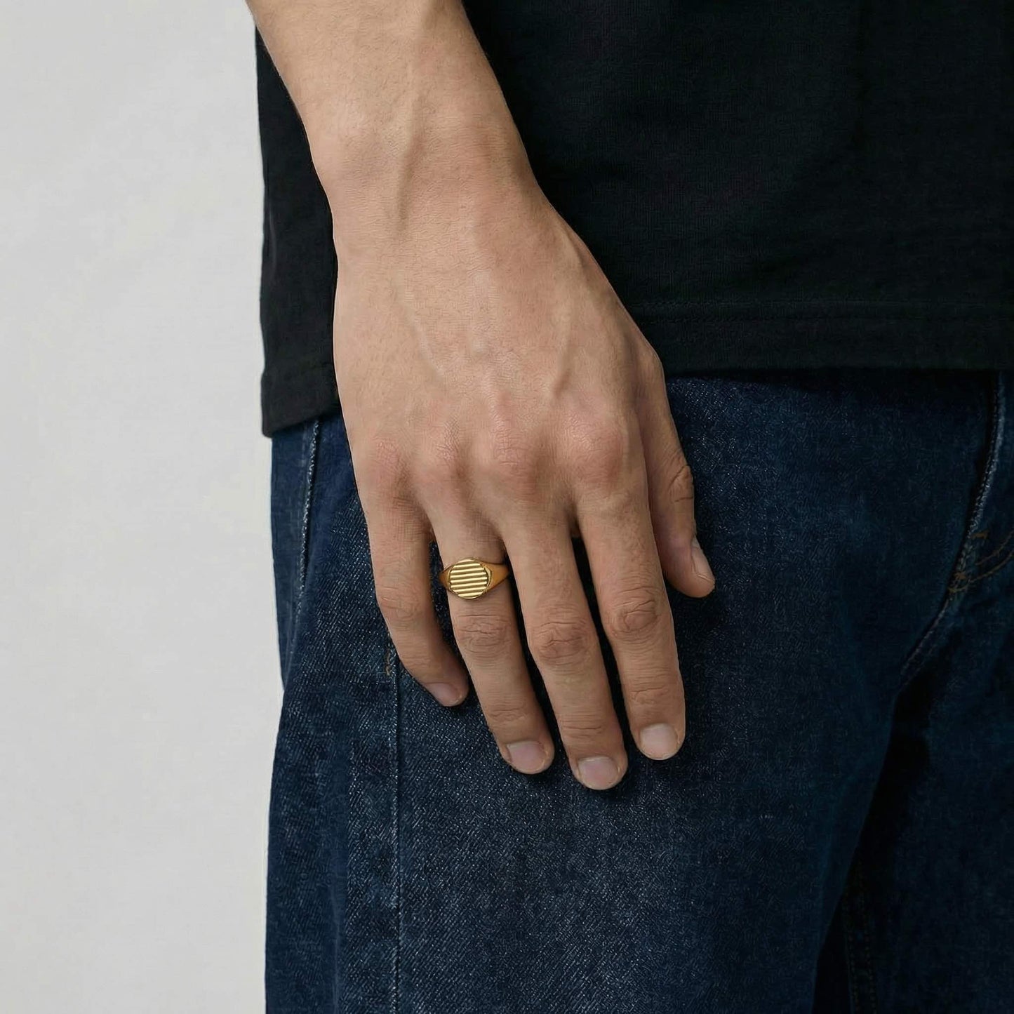 Simplicity gold ring worn on hand - 19k gold minimalist ring men women | Wild Youth