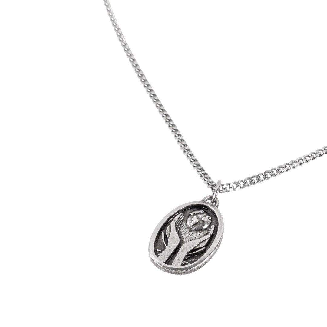 The World Is Yours sterling silver necklace flat lay - handmade Portugal | Wild Youth