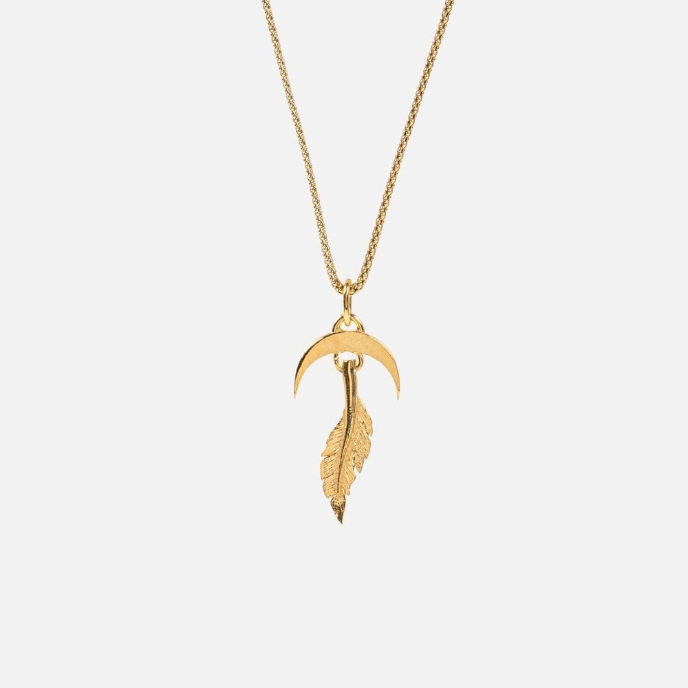 FEATHER NECKLACE - Gold - WILD YOUTH - 925 Sterling Silver