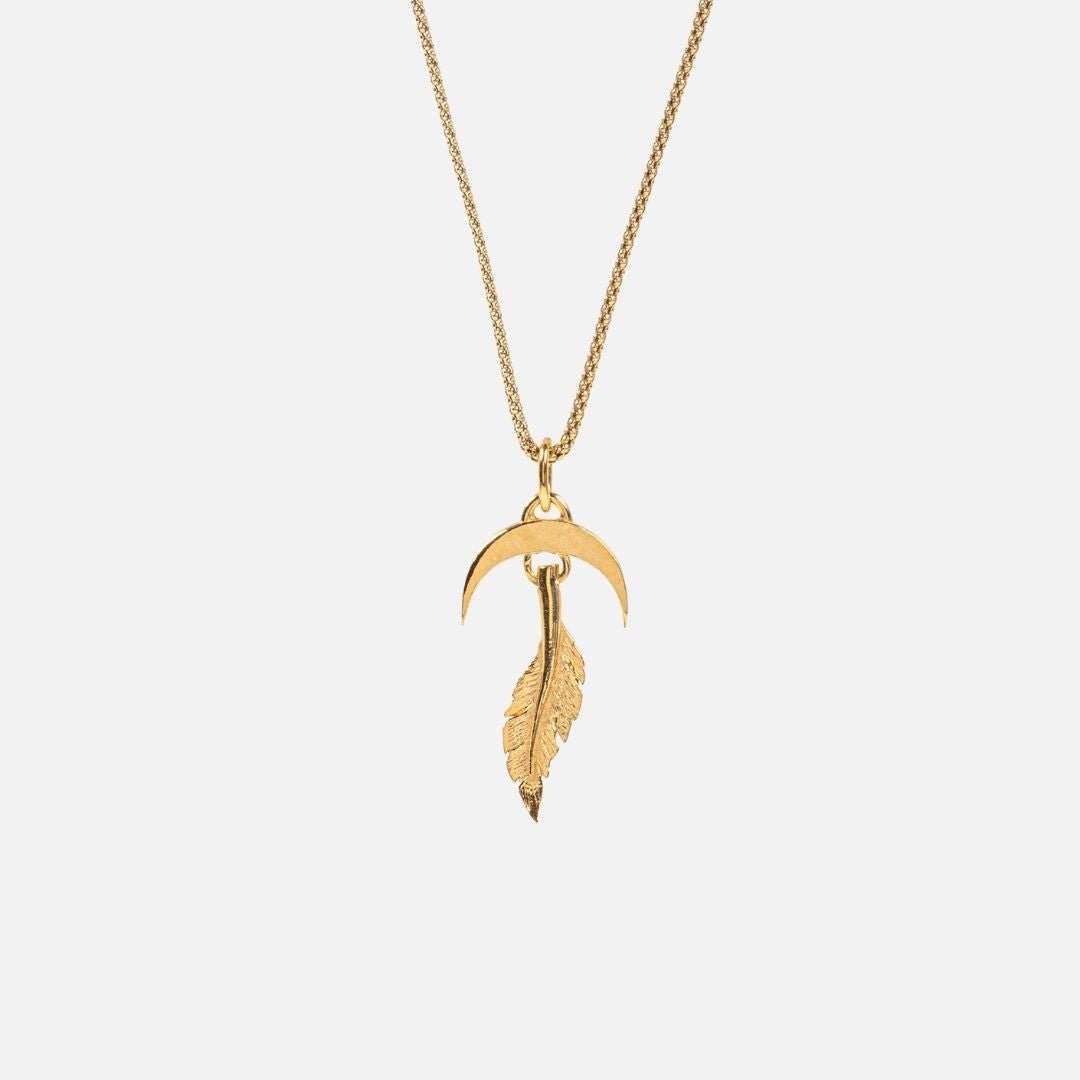 FEATHER NECKLACE - Gold - WILD YOUTH - 925 Sterling Silver