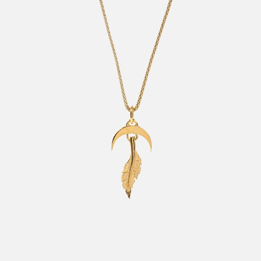 FEATHER NECKLACE - Gold - WILD YOUTH - 925 Sterling Silver