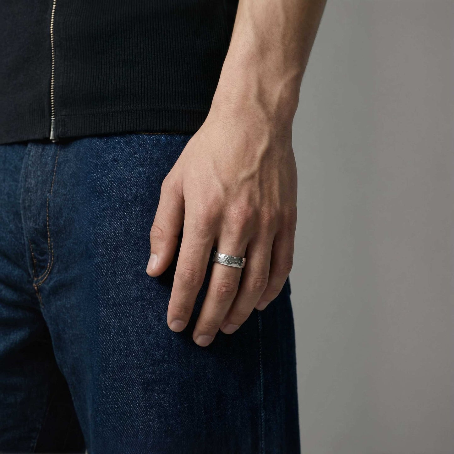 Near Perfection ring worn on hand - 925 sterling silver open ring men women | Wild Youth