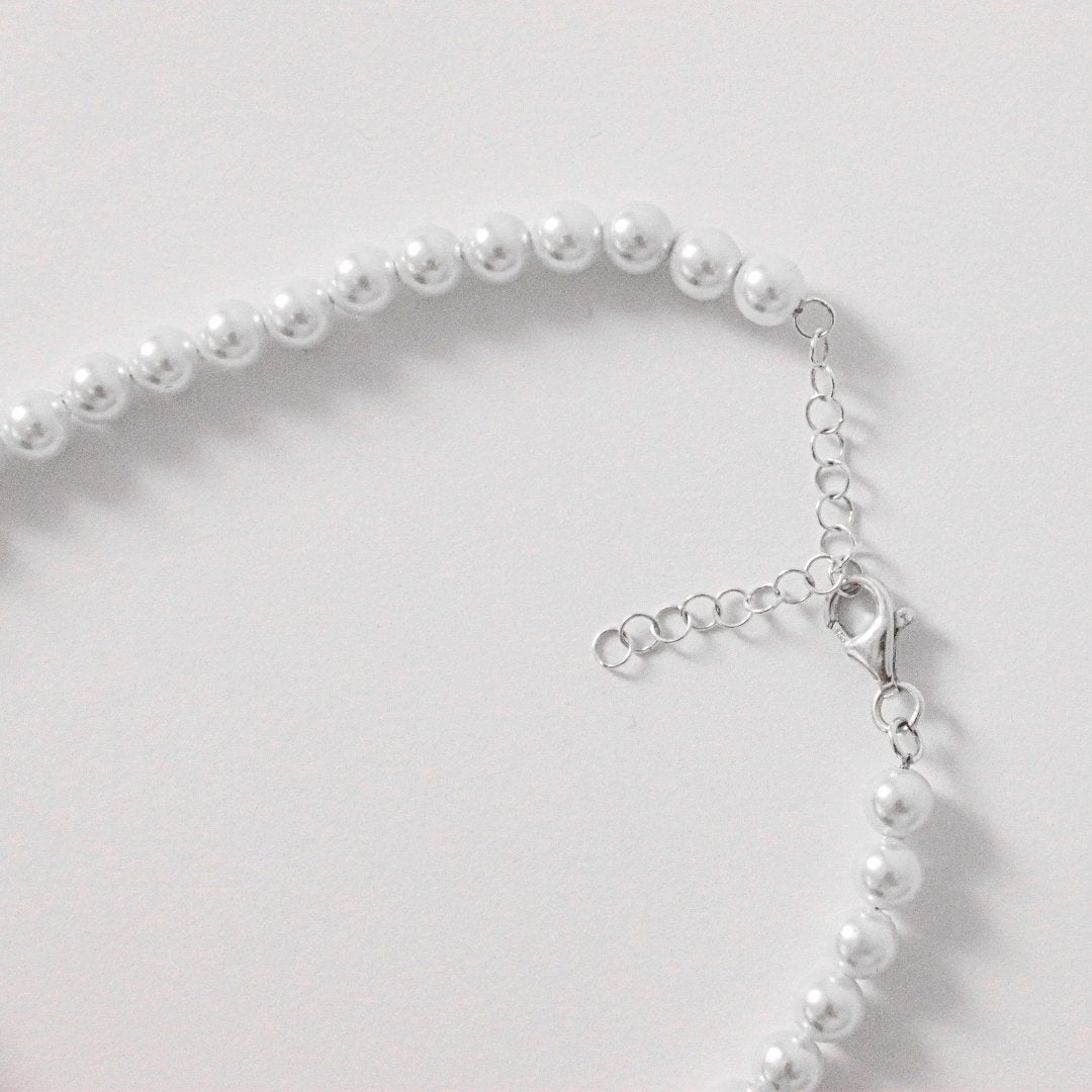 Pearl silver necklace detail - 6mm freshwater pearls handcrafted Portugal | Wild Youth