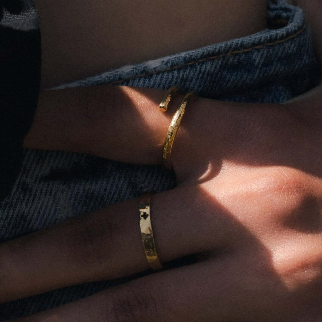 Plus gold ring worn on hand - 19k gold plus band ring men women | Wild Youth