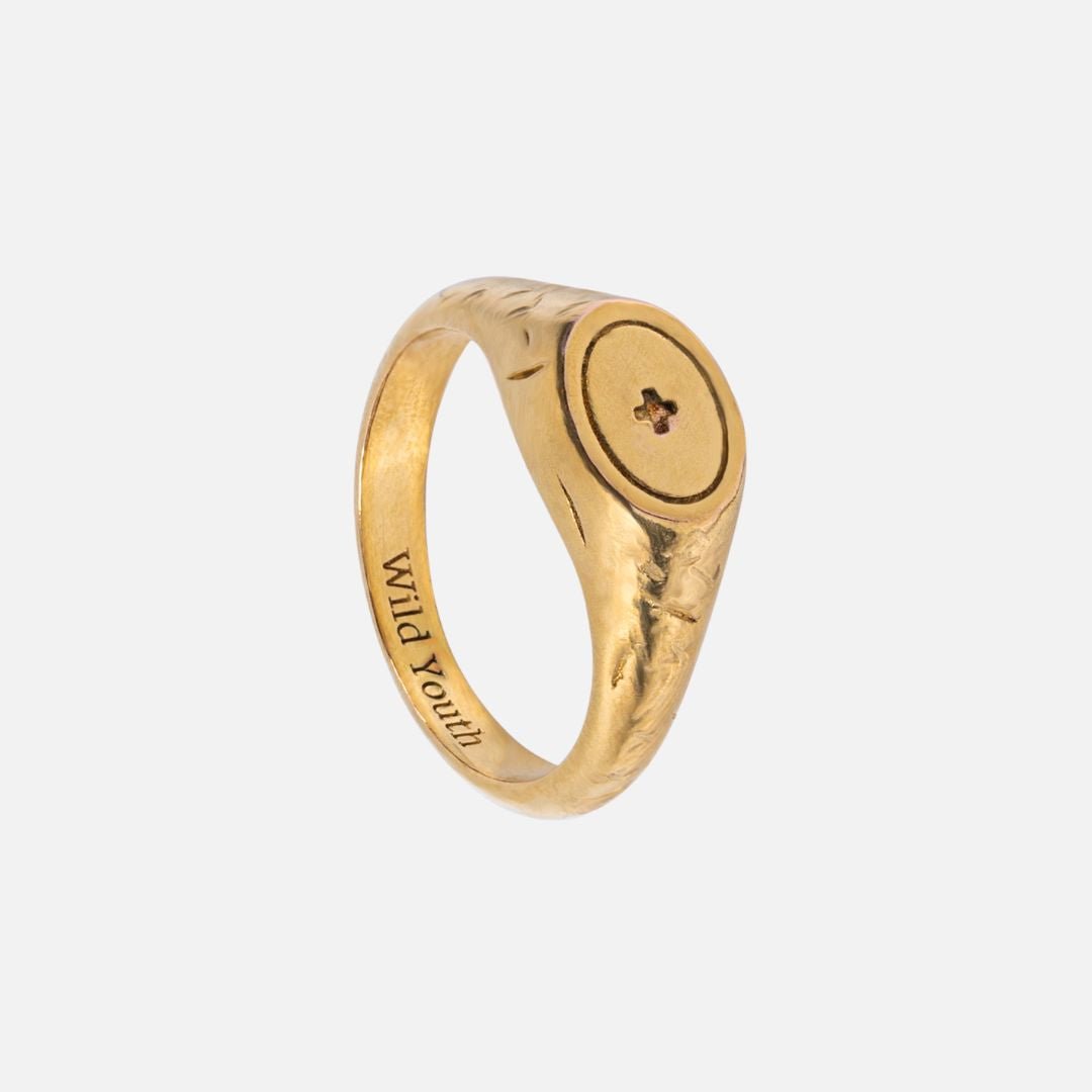 Positivity gold ring - 19k gold plus signet ring handcrafted Portugal | Wild Youth