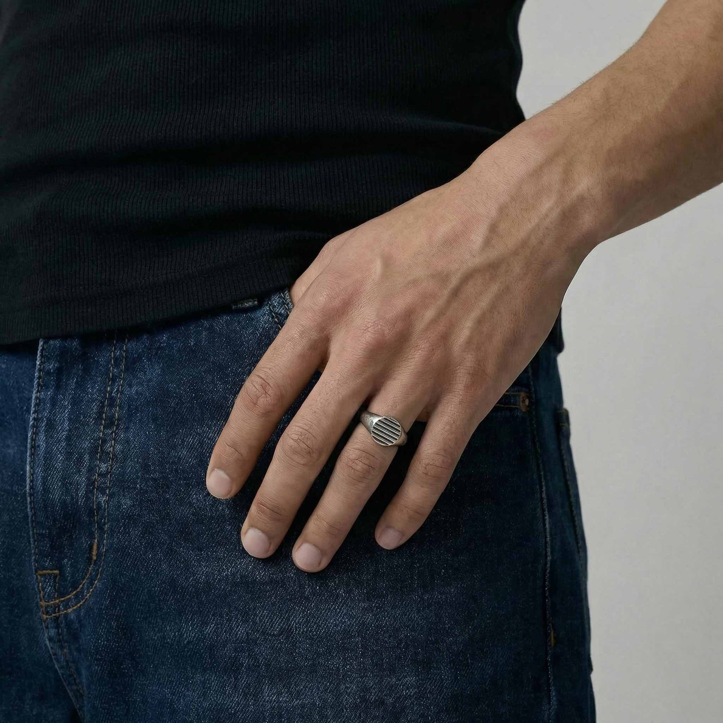 Simplicity ring worn on hand - 925 sterling silver minimalist ring men women | Wild Youth