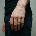 Sine gold ring worn on hand - 19k gold wave ring men women | Wild Youth