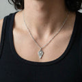 Sunset Sunrise silver necklace worn close-up - 925 sterling silver pendant men women | Wild Youth