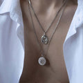 The World Is Yours silver necklace worn close-up - 925 sterling silver pendant men women | Wild Youth