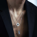 True North silver necklace worn close-up - 925 sterling silver pendant men women | Wild Youth