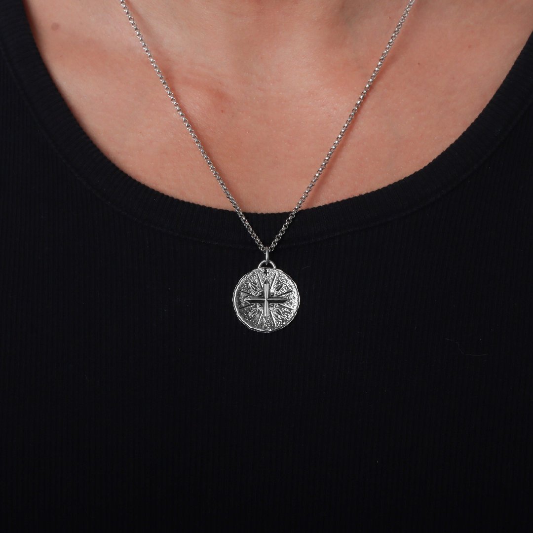 True North sterling silver necklace flat lay - handmade Portugal Wild Youth | Wild Youth